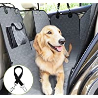 Los mejores  - Pecute Funda Perros Coche- Funda de Asiento para Perros Impermeable y Resistente- Protector Coche Perros con Rejilla…